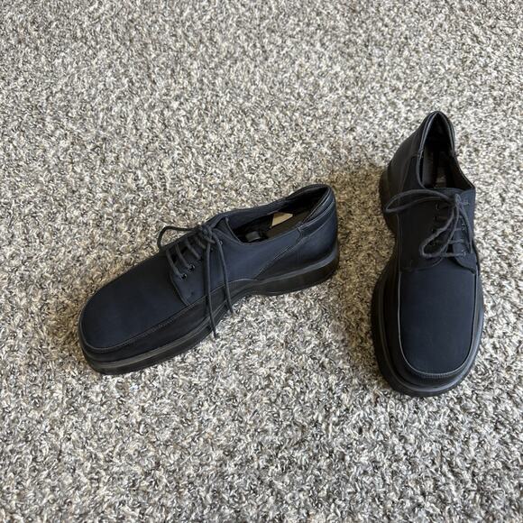 Vintage Bacco Bucci Men Oxford Shoes Dark Black Leather / Fabric 43 US 9.5 Italy main image 13